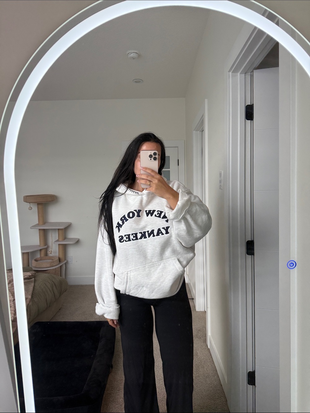 Madhappy White Pullover Hoodie with NEW YORK YANKEES